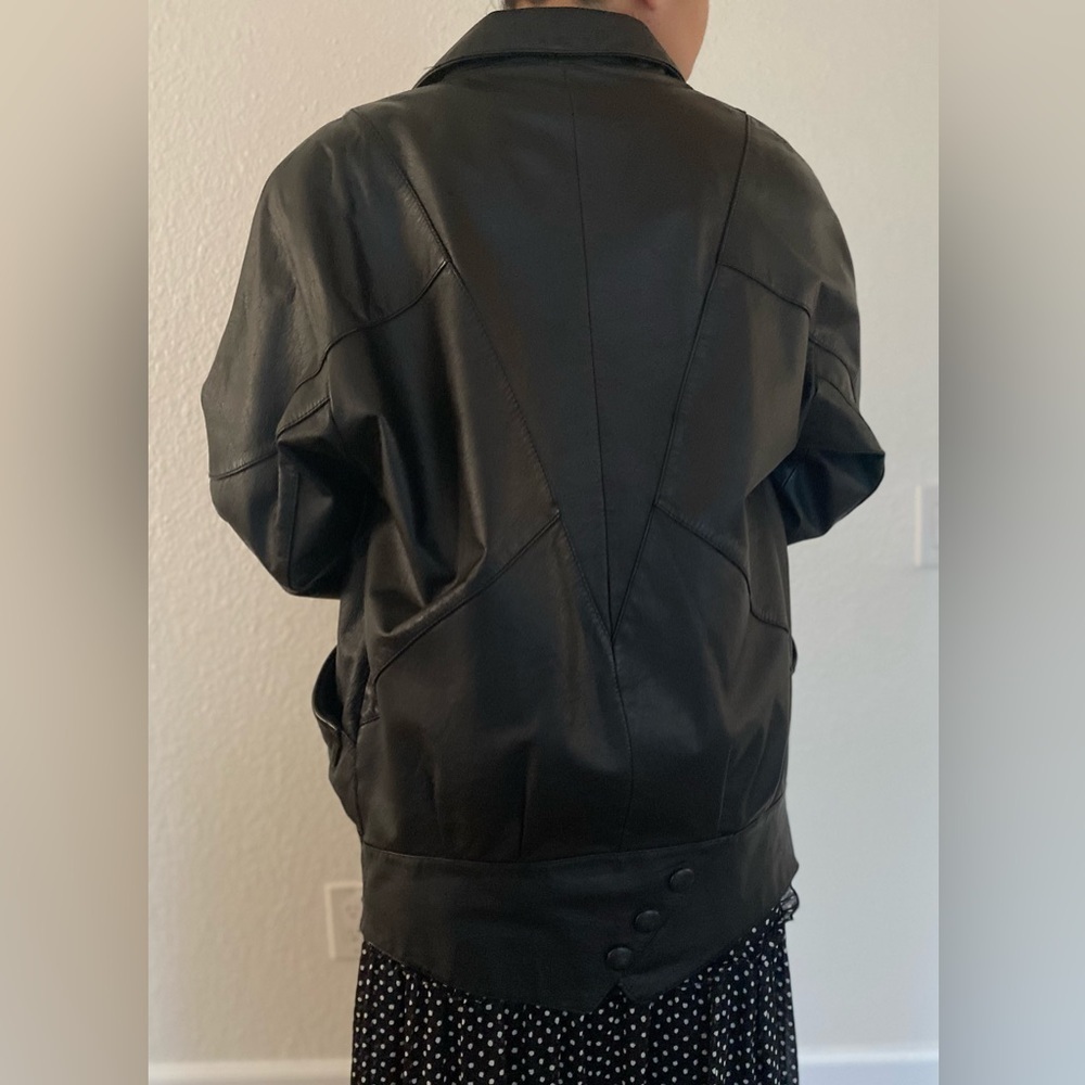 Wilson’s Men/ Women's Black Oversized Leather Jacket - Picture 9 of 10